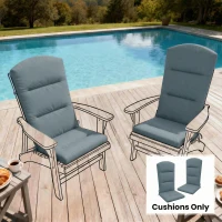 Outsunny Patio Chair Cushion for Adirondack Chairs Replacement Cushion with Back and Ties, Dark Grey(m-10)