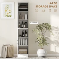 kleankin Tall Bathroom Cabinet with Mirror Narrow Bathroom Storage Cabinet with Doors Adjustable Shelves for Small Spaces White(m-4)