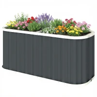 Outsunny Galvanized Raised Garden Bed, Deep Rot Planter Box, Outdoor Garden Bed with Plant Labels, 5' x 2' x 2', Dark Grey(m-2)