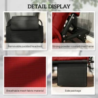 Outsunny Folding Lounge Chair with 4-level Reclining Back & Cushion, Wine Red(m-6)