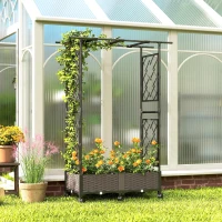 Outsunny Raised Garden Bed with Arch Trellis, Raised Bed for Garden on Wheels with Side Trellis for Climbing Plants, Flowers(m-10)