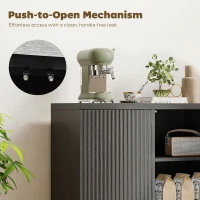 HOMCOM Sideboard Buffet Cabinet, 30.7" Kitchen Cabinet with Soft-Close Door and Adjustable Shelves, Distressed Black Grey(m-4)