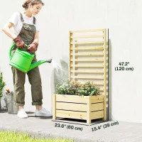 Outsunny Wooden Raised Garden Bed with Trellis, Outdoor Elevated Planter Box with Drainage Hole and Bed Liner(m-3)