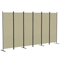 HOMCOM 6 Panel Room Divider, 6 Ft Folding Privacy Screen, Portable Freestanding Partition Wall Divider, Beige(m-11)