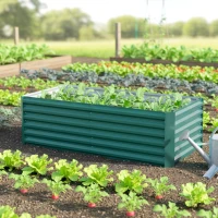 Outsunny 6' x 3' x 2' Raised Garden Bed, Galvanized Planter Box for Growing Flowers, Herbs and Vegetables, Dark Green(m-10)