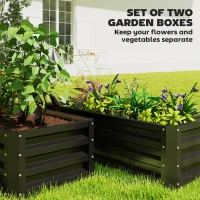Outsunny Galvanized Raised Garden Beds, Outdoor Planter Box, Set of 2, for Flowers, Herbs and Vegetables, Black(m-4)