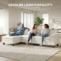 HOMCOM Sectional Sofa, L Shaped Couch with Deep Seat, Movable Ottoman and Pillow-top Armrests, Beige(m-7)