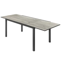 Outsunny 63"-94.5" Extendable Patio Dining Table for 6-8 Person, Outdoor Dining Table with Aluminium Edging, Steel Frame, Grey(m-2)