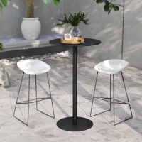 HOMCOM Round Bar Table for 2, Modern Pub Table with Steel Frame, Easy Assembly for Small Space Home Bar Cocktail Bistro, Black(m-9)