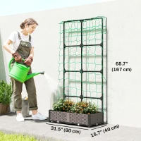 Outsunny 2PCS Plastic Planter Box with Trellis, Self-Watering Raised Garden Bed with Trellis and Netting(m-3)