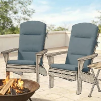 Outsunny Patio Chair Cushion for Adirondack Chairs Replacement Cushion with Back and Ties, Dark Grey(m-9)