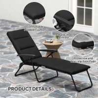 Outsunny Foldable Lounge Chair, Reclining Patio Sun Lounger with 6-Position Adjustable Back, Black(m-5)