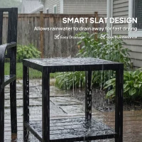 Outsunny Outdoor Coffee Table 2-Tier Patio Coffee Table with Storage Shelf, Adjustable Feet for Garden Balcony Poolside Black(m-6)