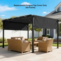 Outsunny 2 Pcs UV Protection Pergola Replacement Canopy, Pergola Shade Cover, Easy to Install, for 10' x 10' Pergola, Black(m-1)