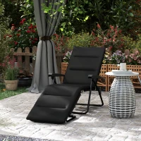 Outsunny Foldable Lounge Chair, Reclining Patio Sun Lounger with 6-Position Adjustable Back, Black(m-1)
