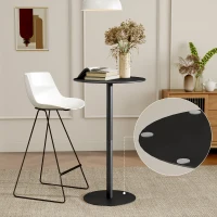 HOMCOM Round Bar Table for 2, Modern Pub Table with Steel Frame, Easy Assembly for Small Space Home Bar Cocktail Bistro, Black(m-6)