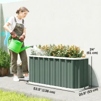 Outsunny Galvanized Raised Garden Bed, Deep Rot Planter Box, Outdoor Garden Bed with Plant Labels, 5' x 2' x 2', Light Green(m-3)