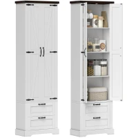HOMCOM 71" Tall Kitchen Pantry Cabinet, Farmhouse Kitchen Storage Cabinet with 2 Drawer and Adjustable Shelves, White(m-11)