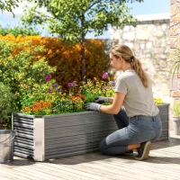 Outsunny 6' x 1.5' x 1.3' Galvanized Raised Garden Bed, Elevated Large Metal Planter Box w/ Install Gloves, Light Grey(m-10)