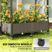 Outsunny Raised Garden Bed with Arch Trellis, Raised Bed for Garden on Wheels with Side Trellis for Climbing Plants, Flowers(m-6)