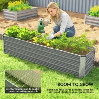 Outsunny 6' x 1.5' x 1.3' Galvanized Raised Garden Bed, Elevated Large Metal Planter Box w/ Install Gloves, Light Grey(m-4)