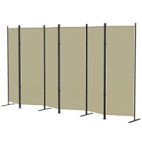 HOMCOM 6 Panel Room Divider, 6 Ft Folding Privacy Screen, Portable Freestanding Partition Wall Divider, Beige(m-2)