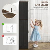 HOMCOM 64" Tall Kitchen Pantry Cabinet with Spice Racks and Adjustable Shelves, Black Wood Grain(m-6)