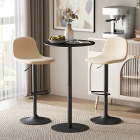 HOMCOM Round Bar Table for 2, Modern Pub Table with Steel Frame, Easy Assembly for Small Space Home Bar Cocktail Bistro, Black(m-8)