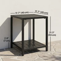 Outsunny Outdoor Coffee Table 2-Tier Patio Coffee Table with Storage Shelf, Adjustable Feet for Garden Balcony Poolside Black(m-3)