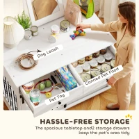 PawHut 39" Dog Crate Furniture, Dog Kennel Indoor with 2 Drawers, Wheels, Sliding Door, Dog Cage for Medium Large Dogs, Oak(m-5)