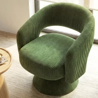 HOMCOM Swivel Barrel Accent Chair, Modern Upholstered Living Room Chair with Thick Padding for Reading, Green(m-10)