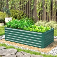Outsunny 6' x 3' x 2' Raised Garden Bed, Galvanized Planter Box for Growing Flowers, Herbs and Vegetables, Dark Green(m-8)