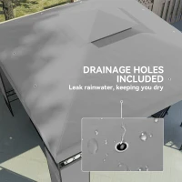 Outsunny 10 x 10 FT Canopy Gazebo, Double Roof Patio Gazebo with Screen Panels and Metal Frame for Deck, Backyard, Light Grey(m-5)