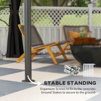 Outsunny 9' x 10' Outdoor Hardtop Gazebo Canopy w/ Double PC Roof, Steel Frame, Nettings, Curtains for Garden Lawn Deck, Black(m-7)