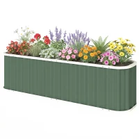 Outsunny Galvanized Raised Garden Bed, Deep Rot Planter Box, Outdoor Garden Bed with Plant Labels, 7' x 2' x 2', Light Green(m-2)