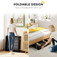 PawHut Wooden Freestanding Pet Gate w/ 2 Support Feet, Black(m-5)