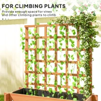 Outsunny Wooden Elevated Planter Box with Trellis for Climbing Plants, 3 Tier Raised Garden Bed for Garden, Outdoor, Brown(m-4)