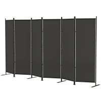 HOMCOM 6 Panel Room Divider, 6 Ft Folding Privacy Screen, Portable Freestanding Partition Wall Divider, Charcoal Grey(m-2)