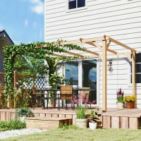 Outsunny 10' x 13' Wooden Pergola, Outdoor Pergola Gazebo Grape Trellis with Triangle Supports, Concrete Anchors, Nature Wood(m-9)