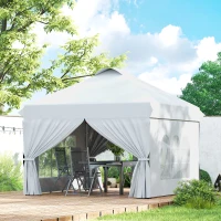 Outsunny 10' x 10' Outdoor Pop Up Canopy Tent with 4 Sidewalls, White(m-8)