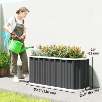 Outsunny Galvanized Raised Garden Bed, Deep Rot Planter Box, Outdoor Garden Bed with Plant Labels, 5' x 2' x 2', Dark Grey(m-3)