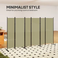 HOMCOM 6 Panel Room Divider, 6 Ft Folding Privacy Screen, Portable Freestanding Partition Wall Divider, Beige(m-7)