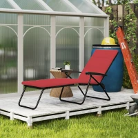 Outsunny Foldable Lounge Chair, Reclining Patio Sun Lounger with 6-Position Adjustable Back, Wine Red(m-9)
