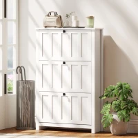 HOMCOM Slim Shoe Cabinet with 3 Flip Drawers, Shoe Storage Cabinet with Adjustable Shelves for Entryway, Holds 18 Pairs, White(m-8)