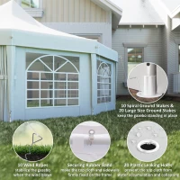 Outsunny 21' x 29' Wedding Event Party Tent High Peak Decagonal Outdoor Gazebo Canopy with Removable Walls White(m-4)