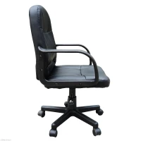 HOMCOM Desk Office Chair PU Leather Mid-Back Swivel Computer PC Adjustable Height Black(m-9)