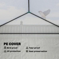 Outsunny Greenhouse with Raised Garden Bed, Galvanized Metal Planter Box with PE Cover, Roll Up Door, 56" x 56" x 75", White(m-6)