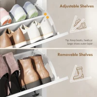 HOMCOM Slim Shoe Cabinet with 3 Flip Drawers, Shoe Storage Cabinet with Adjustable Shelves for Entryway, Holds 12 Pairs, White(m-5)