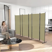 HOMCOM 6 Panel Room Divider, 6 Ft Folding Privacy Screen, Portable Freestanding Partition Wall Divider, Beige(m-1)