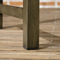 Outsunny Outdoor Garden Bench, Metal Bench, Wood Look Slatted Frame Furniture for Patio, Park, Porch, Lawn, Yard, Deck, Black(m-10)